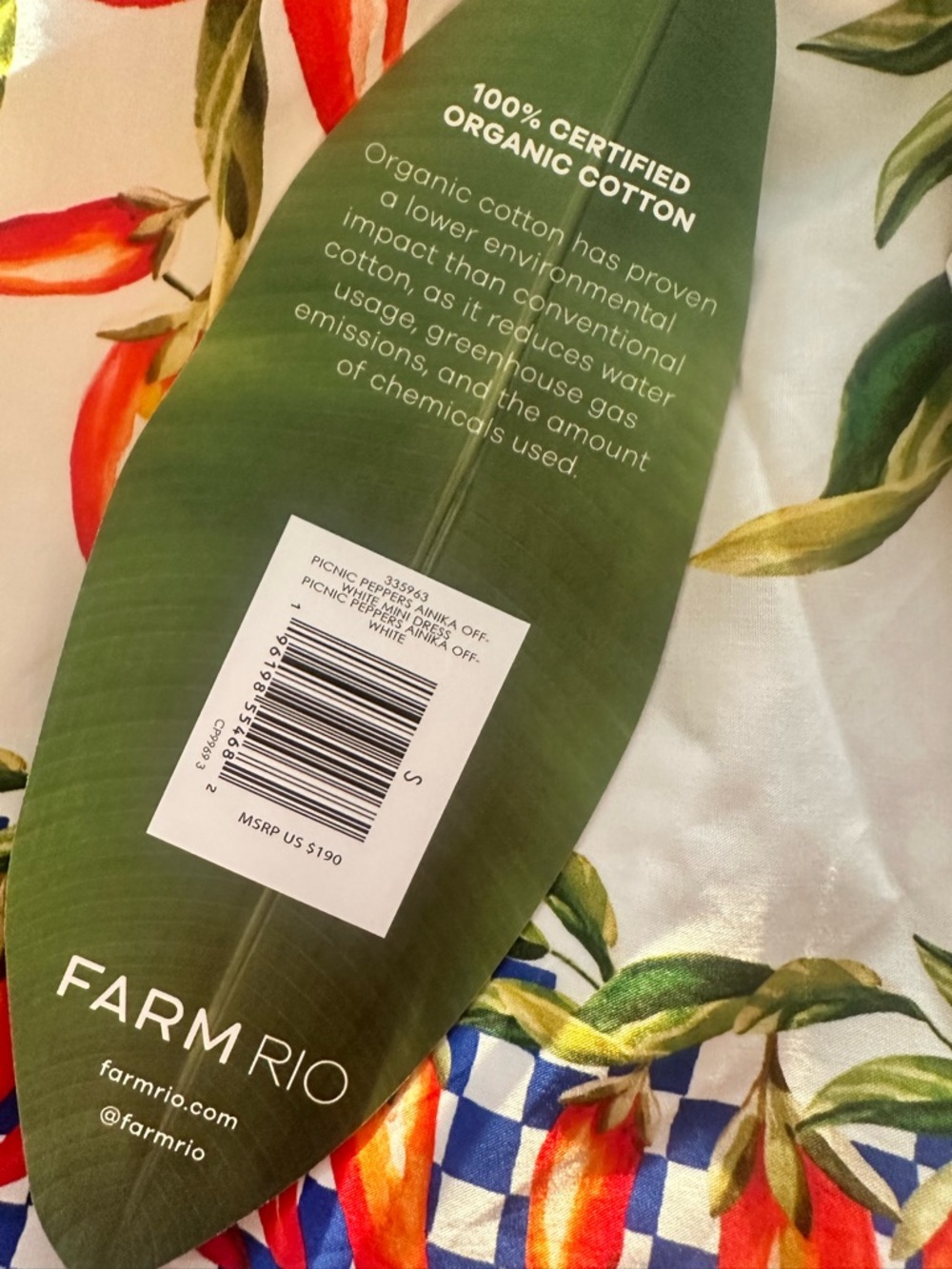 FARM Rio White Picnic Peppers Mini Dress Size Small - Picture 4 of 10